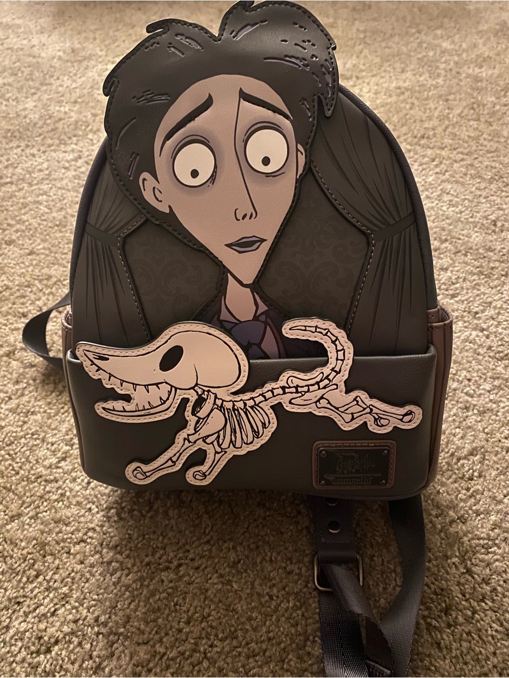 Loungefly Corpse Bride Edward Mini Backpack in Black and Taupe